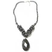 Faceted Hematite Pendant Chain Choker Necklace